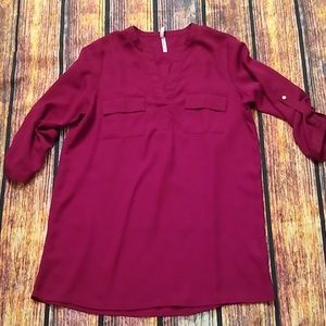 Truth NYC sheer long sleeve roll cuff pullover top